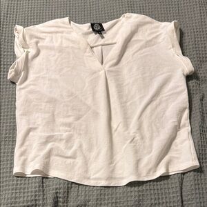 White V-Neck Women's Top